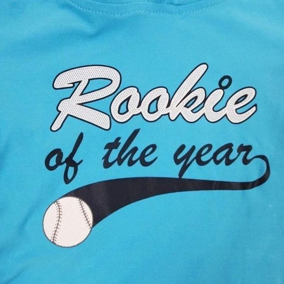 18m Boys ROOKIE OF THE YEAR Light Blue/Grey Hooded Tshirt/Shorts Athletic Set - Picture 5 of 8